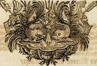 An illustration from Tapisseries du roy, ou sont representez les quatre elemens et les quatre saisons : avec les devises qvi les accompagnent & leur explication = Königliche französische Tapezereyen, oder überauss schöne Sinn-Bilder, in welchen die vier Element, samt den vier Jahr-Zeiten, neben den Dencksprüchen und ihren Ausslegungen, vorgestellet werden (1690)