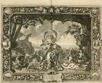 An illustration from Tapisseries du roy, ou sont representez les quatre elemens et les quatre saisons : avec les devises qvi les accompagnent & leur explication = Königliche französische Tapezereyen, oder überauss schöne Sinn-Bilder, in welchen die vier Element, samt den vier Jahr-Zeiten, neben den Dencksprüchen und ihren Ausslegungen, vorgestellet werden (1690)