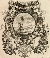 An illustration from Tapisseries du roy, ou sont representez les quatre elemens et les quatre saisons : avec les devises qvi les accompagnent & leur explication = Königliche französische Tapezereyen, oder überauss schöne Sinn-Bilder, in welchen die vier Element, samt den vier Jahr-Zeiten, neben den Dencksprüchen und ihren Ausslegungen, vorgestellet werden (1690)