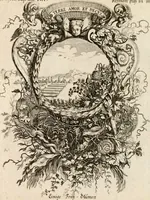 An illustration from Tapisseries du roy, ou sont representez les quatre elemens et les quatre saisons : avec les devises qvi les accompagnent & leur explication = Königliche französische Tapezereyen, oder überauss schöne Sinn-Bilder, in welchen die vier Element, samt den vier Jahr-Zeiten, neben den Dencksprüchen und ihren Ausslegungen, vorgestellet werden (1690)