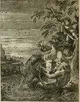An illustration from Tableaux du temple des muses : tirez du cabinet de feu Mr. Fauereau, conseiller du roy en sa Cour des aydes, & grauez en tailles-douces par les meilleurs maistres de son temps, pour representer les vertus & les vices, sur les plus illustres fables de l'antiquité (1655)