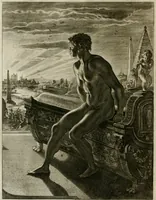 An illustration from Tableaux du temple des muses : tirez du cabinet de feu Mr. Fauereau, conseiller du roy en sa Cour des aydes, & grauez en tailles-douces par les meilleurs maistres de son temps, pour representer les vertus & les vices, sur les plus illustres fables de l'antiquité (1655)