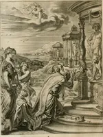 An illustration from Tableaux du temple des muses : tirez du cabinet de feu Mr. Fauereau, conseiller du roy en sa Cour des aydes, & grauez en tailles-douces par les meilleurs maistres de son temps, pour representer les vertus & les vices, sur les plus illustres fables de l'antiquité (1655)