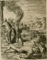 An illustration from Tableaux du temple des muses : tirez du cabinet de feu Mr. Fauereau, conseiller du roy en sa Cour des aydes, & grauez en tailles-douces par les meilleurs maistres de son temps, pour representer les vertus & les vices, sur les plus illustres fables de l'antiquité (1655)