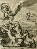 An illustration from Tableaux du temple des muses : tirez du cabinet de feu Mr. Fauereau, conseiller du roy en sa Cour des aydes, & grauez en tailles-douces par les meilleurs maistres de son temps, pour representer les vertus & les vices, sur les plus illustres fables de l'antiquité (1655)