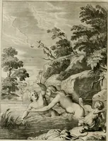 An illustration from Tableaux du temple des muses : tirez du cabinet de feu Mr. Fauereau, conseiller du roy en sa Cour des aydes, & grauez en tailles-douces par les meilleurs maistres de son temps, pour representer les vertus & les vices, sur les plus illustres fables de l'antiquité (1655)