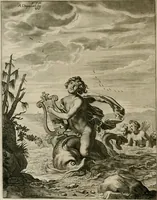 An illustration from Tableaux du temple des muses : tirez du cabinet de feu Mr. Fauereau, conseiller du roy en sa Cour des aydes, & grauez en tailles-douces par les meilleurs maistres de son temps, pour representer les vertus & les vices, sur les plus illustres fables de l'antiquité (1655)