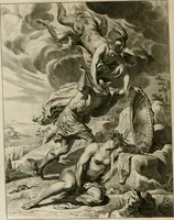 An illustration from Tableaux du temple des muses : tirez du cabinet de feu Mr. Fauereau, conseiller du roy en sa Cour des aydes, & grauez en tailles-douces par les meilleurs maistres de son temps, pour representer les vertus & les vices, sur les plus illustres fables de l'antiquité (1655)