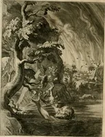 An illustration from Tableaux du temple des muses : tirez du cabinet de feu Mr. Fauereau, conseiller du roy en sa Cour des aydes, & grauez en tailles-douces par les meilleurs maistres de son temps, pour representer les vertus & les vices, sur les plus illustres fables de l'antiquité (1655)