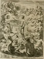 An illustration from Tableaux du temple des muses : tirez du cabinet de feu Mr. Fauereau, conseiller du roy en sa Cour des aydes, & grauez en tailles-douces par les meilleurs maistres de son temps, pour representer les vertus & les vices, sur les plus illustres fables de l'antiquité (1655)