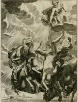An illustration from Tableaux du temple des muses : tirez du cabinet de feu Mr. Fauereau, conseiller du roy en sa Cour des aydes, & grauez en tailles-douces par les meilleurs maistres de son temps, pour representer les vertus & les vices, sur les plus illustres fables de l'antiquité (1655)