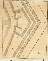 An illustration from Dvo libri di m. Giacomo Lanteri di Paratico da Brescia : del modo di fare le fortificationi de terra intorno alle città, & alle castella per fortificarle : et di fare cosi i forti in campagna per gli alloggiamenti de gli esserciti : come anco per andar sotto ad una terra, & di fare i ripari nella batterie (1559)