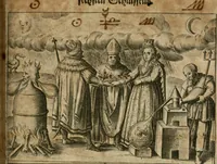 An illustration from Dyas chymica tripartita, das ist, Sechs herzliche deutsche philosophische Tractätlein : deren II. von an jtzo noch im Leben, II. von mitlern Alters, und II. von ältern Philosophis beschrieben Worden : nunmehr aber allen Filiis doctrinae zu Nutz an Tag geben, und mit schönen Figuren gezieret (1625)