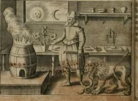 An illustration from Dyas chymica tripartita, das ist, Sechs herzliche deutsche philosophische Tractätlein : deren II. von an jtzo noch im Leben, II. von mitlern Alters, und II. von ältern Philosophis beschrieben Worden : nunmehr aber allen Filiis doctrinae zu Nutz an Tag geben, und mit schönen Figuren gezieret (1625)