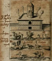 An illustration from Dyas chymica tripartita, das ist, Sechs herzliche deutsche philosophische Tractätlein : deren II. von an jtzo noch im Leben, II. von mitlern Alters, und II. von ältern Philosophis beschrieben Worden : nunmehr aber allen Filiis doctrinae zu Nutz an Tag geben, und mit schönen Figuren gezieret (1625)