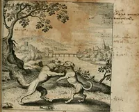 An illustration from Dyas chymica tripartita, das ist, Sechs herzliche deutsche philosophische Tractätlein : deren II. von an jtzo noch im Leben, II. von mitlern Alters, und II. von ältern Philosophis beschrieben Worden : nunmehr aber allen Filiis doctrinae zu Nutz an Tag geben, und mit schönen Figuren gezieret (1625)