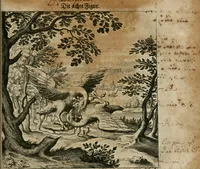 An illustration from Dyas chymica tripartita, das ist, Sechs herzliche deutsche philosophische Tractätlein : deren II. von an jtzo noch im Leben, II. von mitlern Alters, und II. von ältern Philosophis beschrieben Worden : nunmehr aber allen Filiis doctrinae zu Nutz an Tag geben, und mit schönen Figuren gezieret (1625)