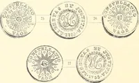 An illustration from The early coins of America and the laws governing their issue : comprising also descriptions of the Washington pieces, the Anglo-American tokens, many pieces of unknown origin, of the seventeenth and eighteenth centuries, and the first patterns of the United States Mint (1875)