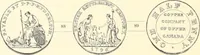 An illustration from The early coins of America and the laws governing their issue : comprising also descriptions of the Washington pieces, the Anglo-American tokens, many pieces of unknown origin, of the seventeenth and eighteenth centuries, and the first patterns of the United States Mint (1875)