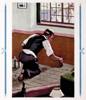 An illustration from Easy steps in painting : how to enamel, how to paint a house, how to varnish and other facts : the A. Wilhelm Company, paints, varnishes, lacquers, enamels. (1930)