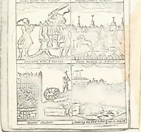 An illustration from Eben-ezer, or, A small monument of great mercy [electronic resource] : appearing in miraculous deliverance of William Okeley, William Adams, John Anthony, John Jephs, John ---, carpenter, from the miserable slavery of Algiers, with the wonderful means of their escape in a boat of canvas ... (1675)