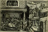 An illustration from Ecclesiae anglicanae trophæa, siue, Sanctor martyrum, qui pro Christo catholicæq fidei veritate asserenda : antiquo recentioriq persecutionum tempore, mortem in Anglia subierunt, passiones, Romæ in Collegio Anglico (1584)