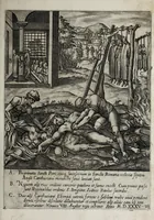 An illustration from Ecclesiae anglicanae trophæa, siue, Sanctor̄ martyrum, qui pro Christo catholicæq̀ fidei veritate asserenda : antiquo recentioriq̀ persecutionum tempore, mortem in Anglia subierunt, passiones, Romæ in Collegio Anglico (1602)
