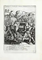 An illustration from Ecclesiae militantis trivmphi, sive, Deo amabilium martyrvm gloriosa pro Christi fide certamina : prout opera RR Patrum Societatis Iesv Collegij Germanici et Hungarici moderator impensa S.D.N. Gregorii PP XIII in ecclesia S. Stephani Rotundi Romae Nicolai Circiniani pictoris manu uisuntur depicta, ad exictandam pior deuotionem (1583)