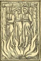 An illustration from The Ecclesiasticall historie : containing the Acts and monuments of martyrs, with a generall discourse of these later persecutions, horrible troubles and tumults, stirred up by Romish prelates in the Church: with divers other things incident, especially to this Realme of England and Scotland, as partly also to all other forraigne nations appertaining, from the time of Q. Maries entring upon the Crowne, to the reigne of our late gracious Soveraigne, Q. Elizabeth of blessed memorie (1641)