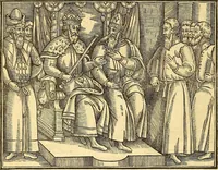 An illustration from The Ecclesiasticall historie : containing the Acts and monuments of martyrs, with a generall discourse of these later persecutions, horrible troubles and tumults, stirred up by Romish prelates in the Church: with divers other things incident, especially to this Realme of England and Scotland, as partly also to all other forraigne nations appertaining, from the time of Q. Maries entring upon the Crowne, to the reigne of our late gracious Soveraigne, Q. Elizabeth of blessed memorie (1641)
