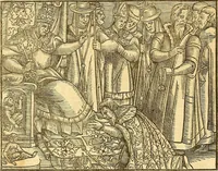 An illustration from The Ecclesiasticall historie : containing the Acts and monuments of martyrs, with a generall discourse of these later persecutions, horrible troubles and tumults, stirred up by Romish prelates in the Church: with divers other things incident, especially to this Realme of England and Scotland, as partly also to all other forraigne nations appertaining, from the time of Q. Maries entring upon the Crowne, to the reigne of our late gracious Soveraigne, Q. Elizabeth of blessed memorie (1641)