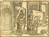 An illustration from The Ecclesiasticall historie : containing the Acts and monuments of martyrs, with a generall discourse of these later persecutions, horrible troubles and tumults, stirred up by Romish prelates in the Church: with divers other things incident, especially to this Realme of England and Scotland, as partly also to all other forraigne nations appertaining, from the time of Q. Maries entring upon the Crowne, to the reigne of our late gracious Soveraigne, Q. Elizabeth of blessed memorie (1641)