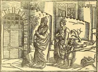 An illustration from The Ecclesiasticall historie : containing the Acts and monuments of martyrs, with a generall discourse of these later persecutions, horrible troubles and tumults, stirred up by Romish prelates in the Church: with divers other things incident, especially to this Realme of England and Scotland, as partly also to all other forraigne nations appertaining, from the time of Q. Maries entring upon the Crowne, to the reigne of our late gracious Soveraigne, Q. Elizabeth of blessed memorie (1641)