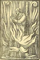 An illustration from The Ecclesiasticall historie : containing the Acts and monuments of martyrs, with a generall discourse of these later persecutions, horrible troubles and tumults, stirred up by Romish prelates in the Church: with divers other things incident, especially to this Realme of England and Scotland, as partly also to all other forraigne nations appertaining, from the time of Q. Maries entring upon the Crowne, to the reigne of our late gracious Soveraigne, Q. Elizabeth of blessed memorie (1641)