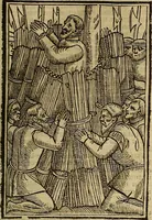 An illustration from The Ecclesiasticall historie : containing the Acts and monuments of martyrs, with a generall discourse of these later persecutions, horrible troubles and tumults, stirred up by Romish prelates in the Church: with divers other things incident, especially to this Realme of England and Scotland, as partly also to all other forraigne nations appertaining, from the time of Q. Maries entring upon the Crowne, to the reigne of our late gracious Soveraigne, Q. Elizabeth of blessed memorie (1641)