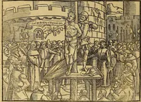 Picture 33 of 56 from The Ecclesiasticall historie : containing the Acts and monuments of martyrs, with a generall discourse of these later persecutions, horrible troubles and tumults, stirred up by Romish prelates in the Church: with divers other things incident, especially to this Realme of England and Scotland, as partly also to all other forraigne nations appertaining, from the time of Q. Maries entring upon the Crowne, to the reigne of our late gracious Soveraigne, Q. Elizabeth of blessed memorie (1641), leaf 433