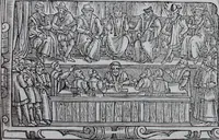 An illustration from The Ecclesiasticall historie : containing the Acts and monuments of martyrs, with a generall discourse of these later persecutions, horrible troubles and tumults, stirred up by Romish prelates in the Church: with divers other things incident, especially to this Realme of England and Scotland, as partly also to all other forraigne nations appertaining, from the time of Q. Maries entring upon the Crowne, to the reigne of our late gracious Soveraigne, Q. Elizabeth of blessed memorie (1641)