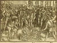 An illustration from The Ecclesiasticall historie : containing the Acts and monuments of martyrs, with a generall discourse of these later persecutions, horrible troubles and tumults, stirred up by Romish prelates in the Church: with divers other things incident, especially to this Realme of England and Scotland, as partly also to all other forraigne nations appertaining, from the time of Q. Maries entring upon the Crowne, to the reigne of our late gracious Soveraigne, Q. Elizabeth of blessed memorie (1641)