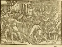 An illustration from The Ecclesiasticall historie : containing the Acts and monuments of martyrs, with a generall discourse of these later persecutions, horrible troubles and tumults, stirred up by Romish prelates in the Church: with divers other things incident, especially to this Realme of England and Scotland, as partly also to all other forraigne nations appertaining, from the time of Q. Maries entring upon the Crowne, to the reigne of our late gracious Soveraigne, Q. Elizabeth of blessed memorie (1641)