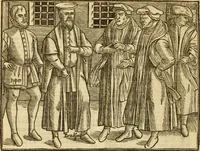 An illustration from The Ecclesiasticall historie : containing the Acts and monuments of martyrs, with a generall discourse of these later persecutions, horrible troubles and tumults, stirred up by Romish prelates in the Church: with divers other things incident, especially to this Realme of England and Scotland, as partly also to all other forraigne nations appertaining, from the time of Q. Maries entring upon the Crowne, to the reigne of our late gracious Soveraigne, Q. Elizabeth of blessed memorie (1641)