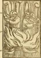 An illustration from The Ecclesiasticall historie : containing the Acts and monuments of martyrs, with a generall discourse of these later persecutions, horrible troubles and tumults, stirred up by Romish prelates in the Church: with divers other things incident, especially to this Realme of England and Scotland, as partly also to all other forraigne nations appertaining, from the time of Q. Maries entring upon the Crowne, to the reigne of our late gracious Soveraigne, Q. Elizabeth of blessed memorie (1641)