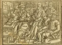 An illustration from The Ecclesiasticall historie : containing the Acts and monuments of martyrs, with a generall discourse of these later persecutions, horrible troubles and tumults, stirred up by Romish prelates in the Church: with divers other things incident, especially to this Realme of England and Scotland, as partly also to all other forraigne nations appertaining, from the time of Q. Maries entring upon the Crowne, to the reigne of our late gracious Soveraigne, Q. Elizabeth of blessed memorie (1641)