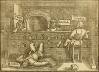 An illustration from The Ecclesiasticall historie : containing the Acts and monuments of martyrs, with a generall discourse of these later persecutions, horrible troubles and tumults, stirred up by Romish prelates in the Church: with divers other things incident, especially to this Realme of England and Scotland, as partly also to all other forraigne nations appertaining, from the time of Q. Maries entring upon the Crowne, to the reigne of our late gracious Soveraigne, Q. Elizabeth of blessed memorie (1641)
