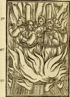 An illustration from The Ecclesiasticall historie : containing the Acts and monuments of martyrs, with a generall discourse of these later persecutions, horrible troubles and tumults, stirred up by Romish prelates in the Church: with divers other things incident, especially to this Realme of England and Scotland, as partly also to all other forraigne nations appertaining, from the time of Q. Maries entring upon the Crowne, to the reigne of our late gracious Soveraigne, Q. Elizabeth of blessed memorie (1641)