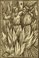 An illustration from The Ecclesiasticall historie : containing the Acts and monuments of martyrs, with a generall discourse of these later persecutions, horrible troubles and tumults, stirred up by Romish prelates in the Church: with divers other things incident, especially to this Realme of England and Scotland, as partly also to all other forraigne nations appertaining, from the time of Q. Maries entring upon the Crowne, to the reigne of our late gracious Soveraigne, Q. Elizabeth of blessed memorie (1641)