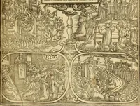 An illustration from The Ecclesiasticall historie : containing the Acts and monuments of martyrs, with a generall discourse of these later persecutions, horrible troubles and tumults, stirred up by Romish prelates in the Church: with divers other things incident, especially to this Realme of England and Scotland, as partly also to all other forraigne nations appertaining, from the time of Q. Maries entring upon the Crowne, to the reigne of our late gracious Soveraigne, Q. Elizabeth of blessed memorie (1641)