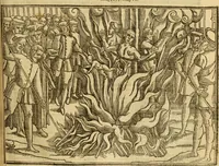 An illustration from The Ecclesiasticall historie : containing the Acts and monuments of martyrs, with a generall discourse of these later persecutions, horrible troubles and tumults, stirred up by Romish prelates in the Church: with divers other things incident, especially to this Realme of England and Scotland, as partly also to all other forraigne nations appertaining, from the time of Q. Maries entring upon the Crowne, to the reigne of our late gracious Soveraigne, Q. Elizabeth of blessed memorie (1641)