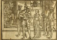 An illustration from The Ecclesiasticall historie : containing the Acts and monuments of martyrs, with a generall discourse of these later persecutions, horrible troubles and tumults, stirred up by Romish prelates in the Church: with divers other things incident, especially to this Realme of England and Scotland, as partly also to all other forraigne nations appertaining, from the time of Q. Maries entring upon the Crowne, to the reigne of our late gracious Soveraigne, Q. Elizabeth of blessed memorie (1641)