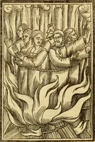An illustration from The Ecclesiasticall historie : containing the Acts and monuments of martyrs, with a generall discourse of these later persecutions, horrible troubles and tumults, stirred up by Romish prelates in the Church: with divers other things incident, especially to this Realme of England and Scotland, as partly also to all other forraigne nations appertaining, from the time of Q. Maries entring upon the Crowne, to the reigne of our late gracious Soveraigne, Q. Elizabeth of blessed memorie (1641)