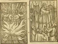 An illustration from The Ecclesiasticall historie : containing the Acts and monuments of martyrs, with a generall discourse of these later persecutions, horrible troubles and tumults, stirred up by Romish prelates in the Church: with divers other things incident, especially to this Realme of England and Scotland, as partly also to all other forraigne nations appertaining, from the time of Q. Maries entring upon the Crowne, to the reigne of our late gracious Soveraigne, Q. Elizabeth of blessed memorie (1641)